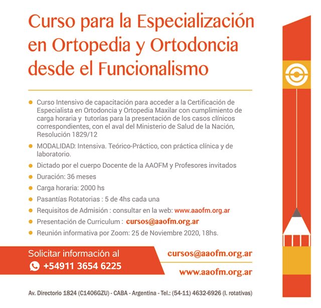 Curso para la Especialización en Ortopedia y Ortodoncia desde el Funcionalismo