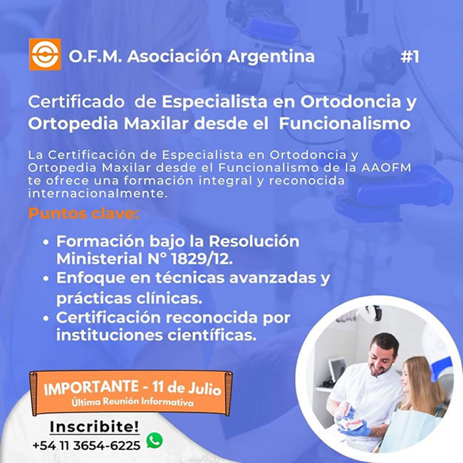 Curso para la Especialización en Ortodoncia y Ortopedia Maxilar, desde el Funcionalismo